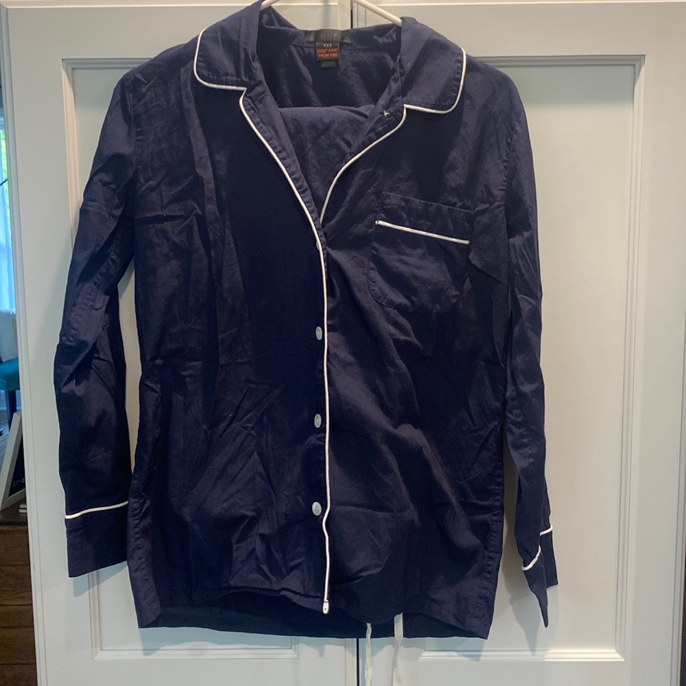 JCREW End on End Cotton Navy Long Sleeve Pajama Set